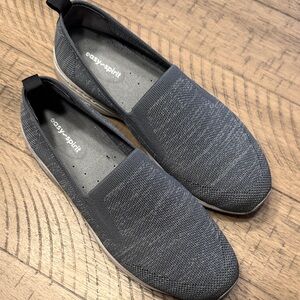Easy Spirit Women’s Knit Slip-On Loafers in Charcoal Gray